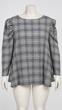 Cato 22/24W Plaid Long Sleeve Top Plus Size Womens Shirt